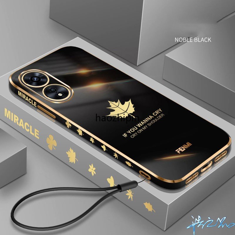 เคสโทรศัพท์มือถือ ซิลิโคนนิ่ม ชุบไฟฟ้า 6D พร้อมสายคล้อง สไตล์เกาหลี หรูหรา สําหรับ Oppo A17 A38 A18 A98 A17K A58 A78 A77S A77 4G 5G A96 A95 A57 A76 A74 4G 5G 2022