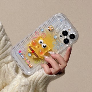 เคสโทรศัพท์มือถือ ซิลิโคนนุ่ม ใส กันกระแทก ลายการ์ตูนน่ารัก 3D หรูหรา พร้อมขาตั้ง สําหรับ iPhone 11 12 13 14 Pro MAX Plus 7 8 Plus X XR XS MAX SE 2020 2022 14Pro 13Pro