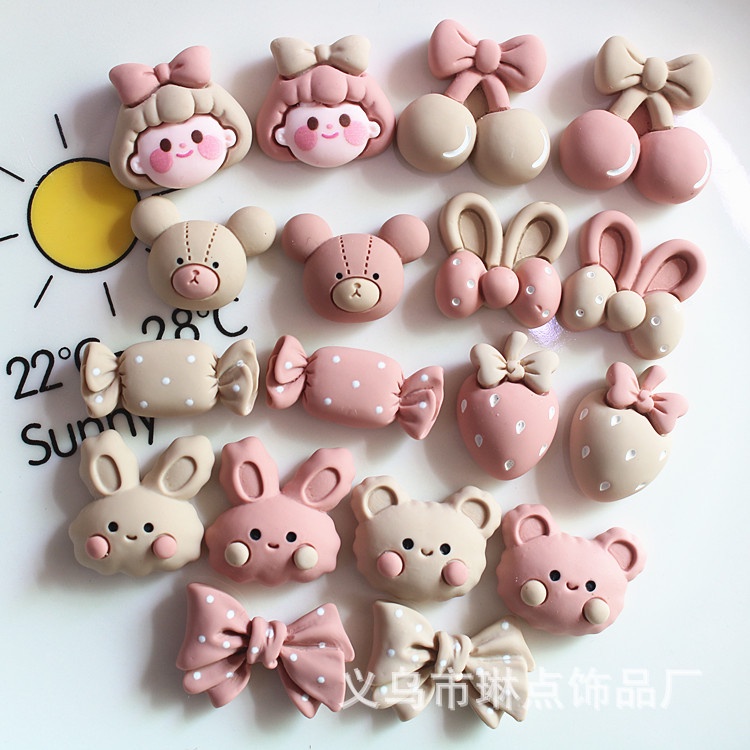 การ์ตูนกระต่าย Candy Jibbits สําหรับ andalcs สตรอเบอร์รี่เชอร์รี่ Jibits Charm Bowknot หมี Jibitz สําหรับเด็กรองเท้าอุปกรณ์เสริมรองเท้า Charms Pins ตกแต่ง
