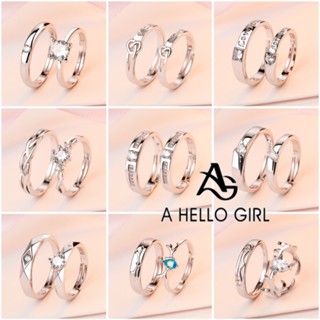 A HELLO GIRL แหวนเงินสเตอร์ลิง แบบเปิด เครื่องประดับ สําหรับผู้หญิง คู่แต่งงาน หกง่าม