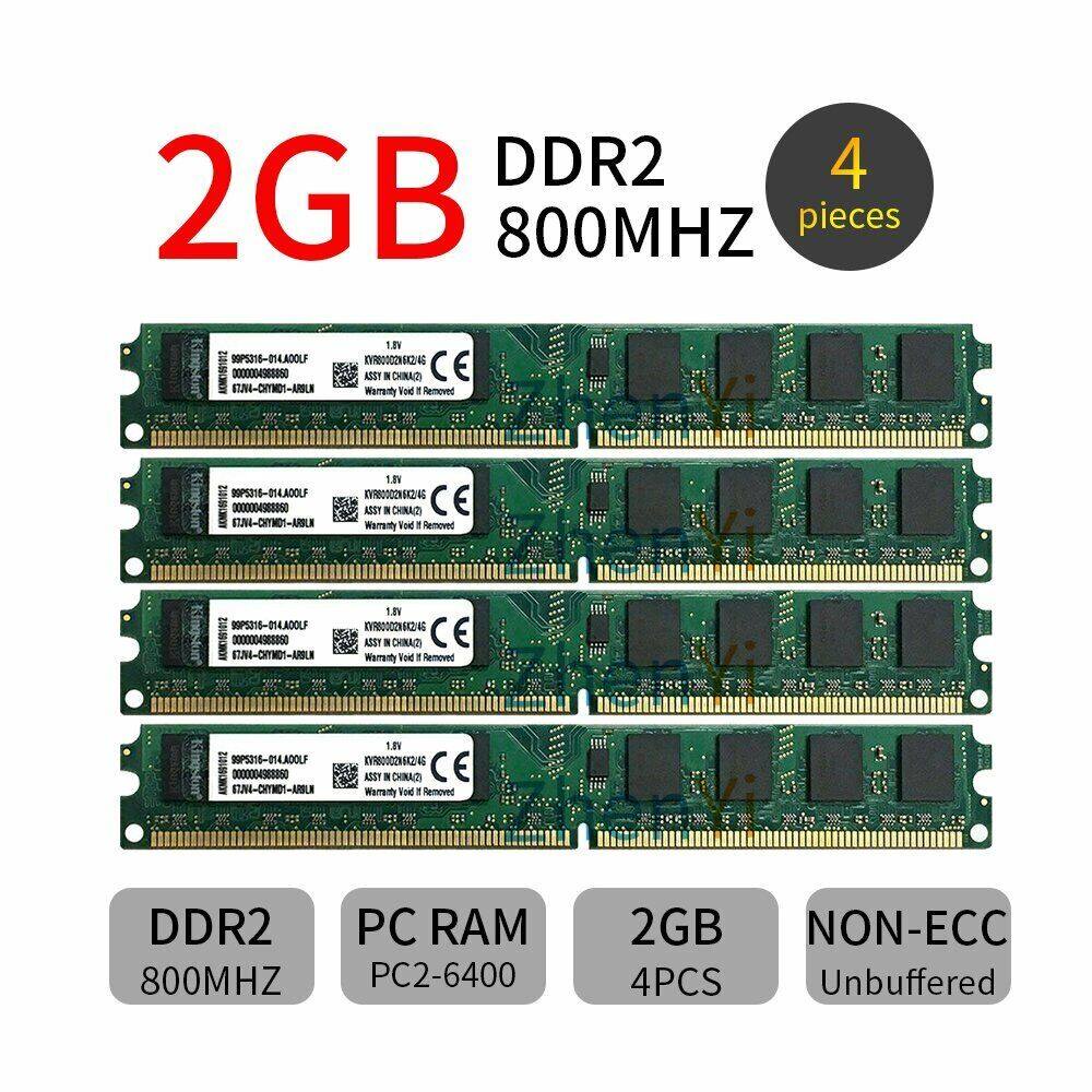 ชุดหน่วยความจําเดสก์ท็อป 8GB (4x 2GB) KVR800D2N6K2/4G DDR2 800MHz สําหรับ King ston