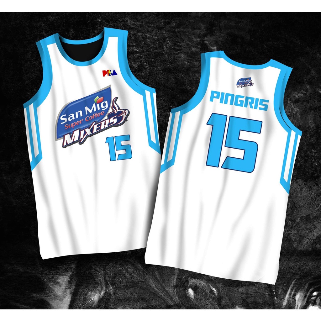 เสื้อเจอร์ซีย์ PBA | San MIG SUPER COFFEE MIXERS MARC PINGRIS 15 | เสื้อกีฬาแขนสั้น ลายทีม FULL SUBLIMATION