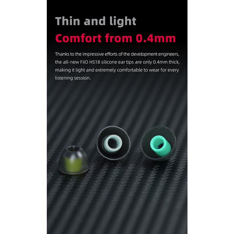 Fiio HS18 จุกหูฟังซิลิโคน หนา 0.4 มม. (6 คู่) สําหรับหูฟัง FH7S FH7 FD5 FH9