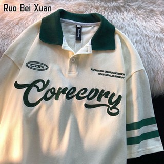 RUO BEI XUAN เสื้อโปโลผู้หญิงเสื้อยืดฤดูร้อนใหม่ญี่ปุ่นทุกการแข่งขันลำลองแขนสั้นเสื้อยืด