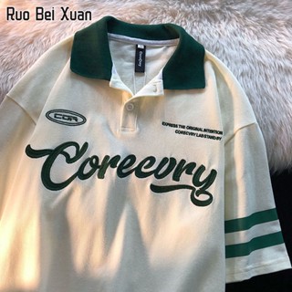 RUO BEI XUAN เสื้อโปโลผู้หญิงเสื้อยืดฤดูร้อนใหม่ญี่ปุ่นทุกการแข่งขันลำลองแขนสั้นเสื้อยืด