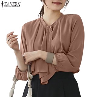 Zanzea เสื้อเบลาส์ แขนแปดส่วน กระดุมคู่ สไตล์เกาหลี สําหรับผู้หญิง