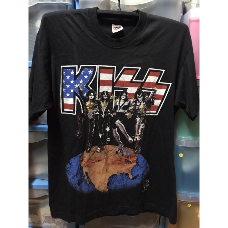 081เสื้อยืดผ้าฝ้ายพิมพ์ลายขายดี เสื้อวงKissแท้ปี96งานยุโรป