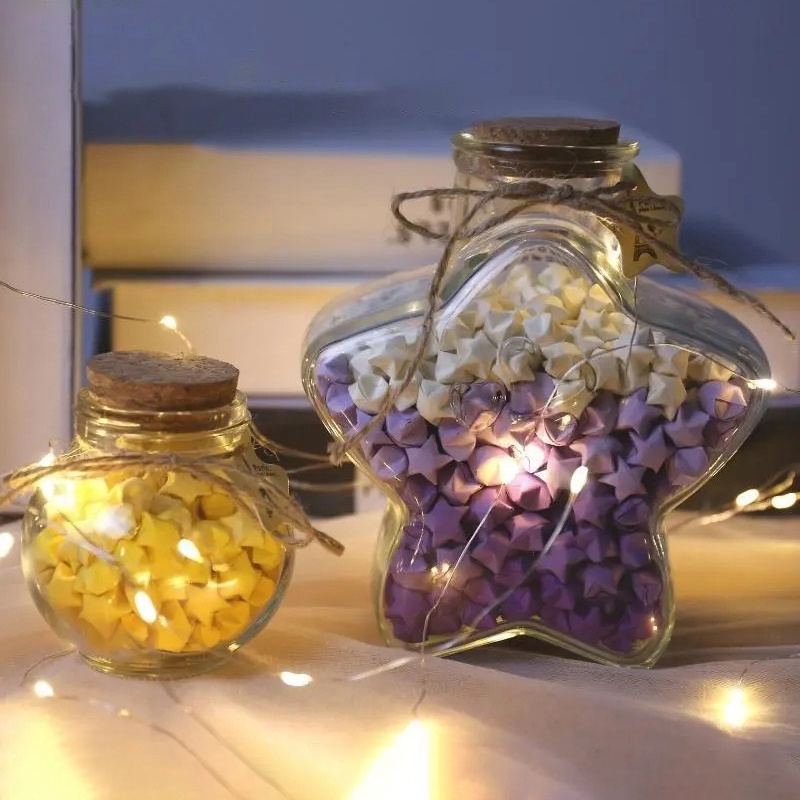 ของขวัญถ้วยคริสต์มาส DIY ชุดขวดดาว Handmade Luminous Origami ขวดตกแต่งคริสต์มาส - รูปที่ 4