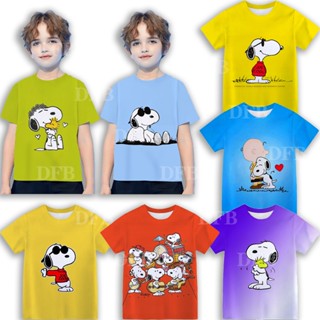 เสื้อเชิ้ตแขนสั้น พิมพ์ลายการ์ตูน Snoopy น่ารัก ระบายอากาศ สวมใส่สบาย เหมาะกับของขวัญวันเกิด สําหรับเด็กผู้หญิง และผู้ชาย