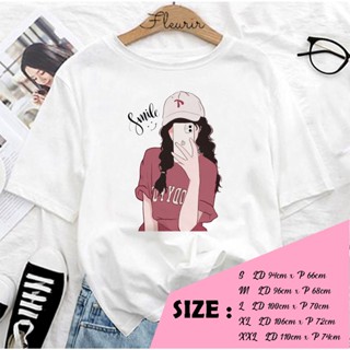 【Hot】Fleurir - เสื้อยืด ลายหน้ายิ้ม UNISEX TSHIRT JUMBO สําหรับผู้ชาย และผู้หญิง