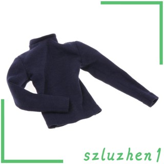 [Szluzhen1] เสื้อกันหนาวแขนยาว คอเต่า ผ้าถัก สีฟ้า สําหรับผู้ชาย 1/6 12 นิ้ว