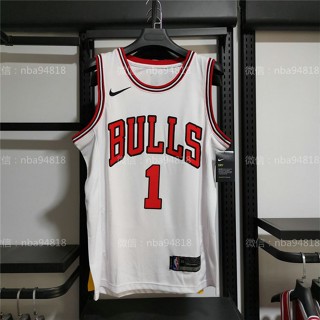 #NBA เสื้อกีฬาแขนสั้น ลายทีม BASKETBALL Chicago Bulls ของแท้ สําหรับผู้ชาย #1 เสื้อกีฬาแขนสั้น ลาย Derrick Rose Swingman Jerseys สไตล์เรโทร