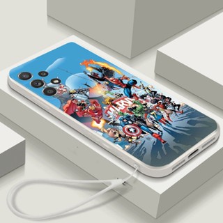 เคสโทรศัพท์มือถือ Tpu แบบนิ่ม ลาย Doodle Marvel Hero Superman พร้อมสายคล้อง สําหรับ Samsung Galaxy A03 A10S A22 A04 A31 A51 A14 A34 A54