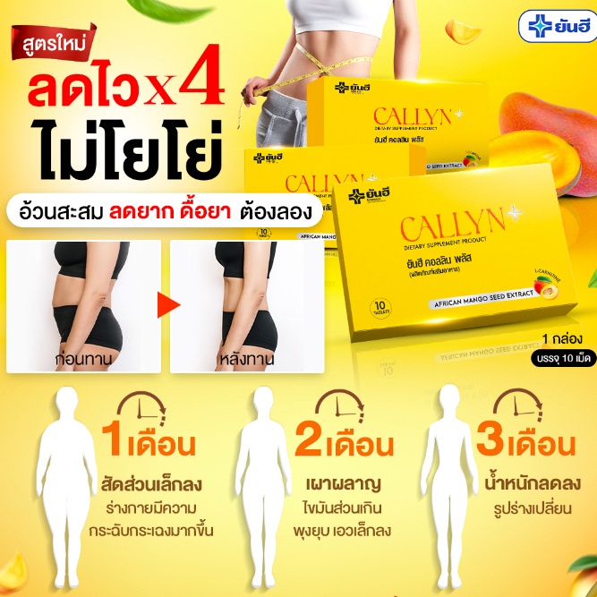 [เซต3กล่อง] Yanhee Callyn Plus ยันฮี คอลลิน พลัส ตัวช่วยลดน้ำหนักสูตรเร่งด่วน ลดไว สำหรับคนดื้อยา