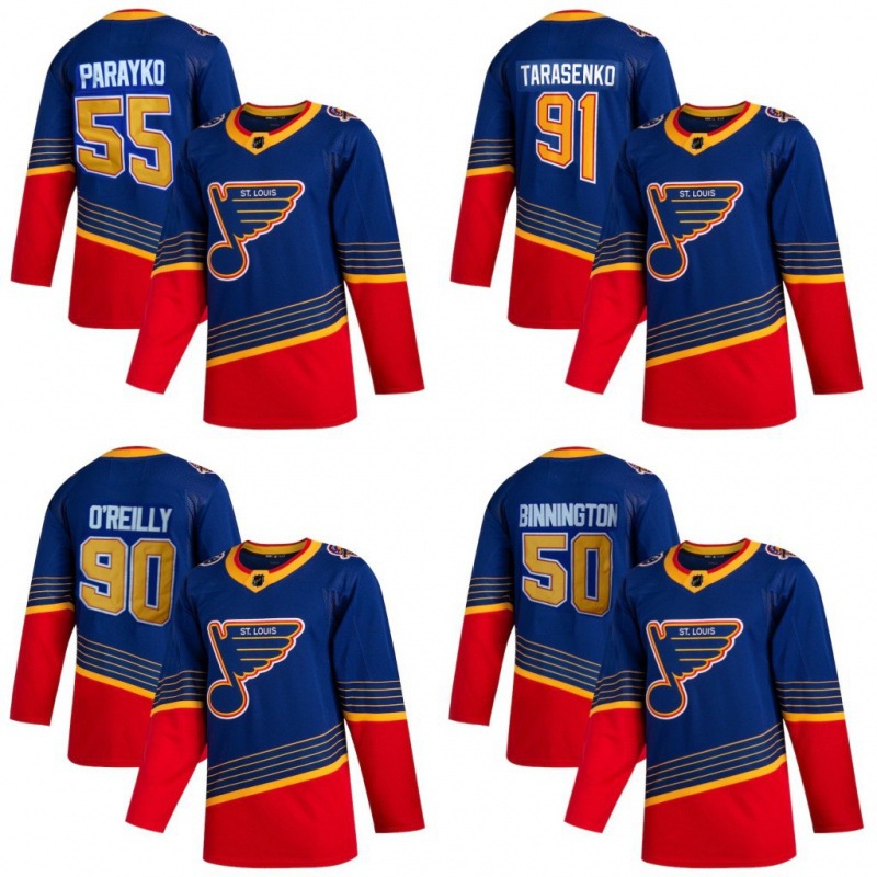 NHL Hockey Jersey Hockey Sportswear เสื้อฮิปฮอป Blues Jersey 91 Taraleko 55