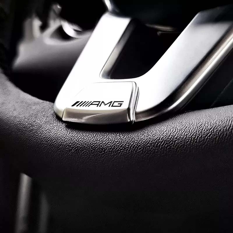 สติกเกอร์โลโก้ คุณภาพสูง สําหรับตกแต่งพวงมาลัยรถยนต์ Mercedes AMG W201 W124 W176 W204 W205 W203 W212 W211 W126 W140