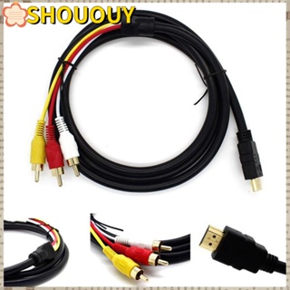 Shououy สายเคเบิล HDMI ตัวผู้ เป็น 3 RCA ความเร็วสูง สําหรับ TV HDTV DVD สีดํา วิดีโอเสียง AV