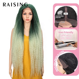 Raising Afro Kinky วิกผมยาว หยิก 38 นิ้ว สีเขียว สําหรับผู้หญิง