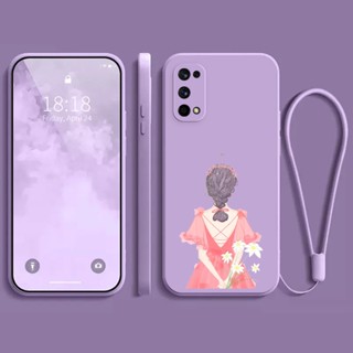 เคส Oppo A74 5G เคส สาวสวย การ์ตูน ซิลิโคนเหลว เคสโทรศัพท์ เคสนิ่ม + สายคล้องโทรศัพท์มือถือ