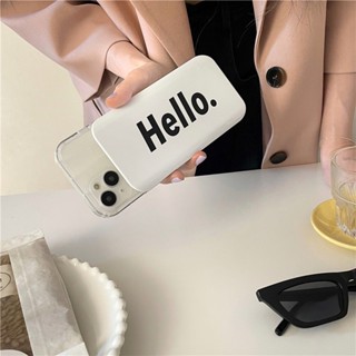 เคสโทรศัพท์มือถือ แบบกระจกสไลด์ ป้องกัน พิมพ์ลายตัวอักษร hello เรียบง่าย สร้างสรรค์ สําหรับ iPhone 14 13 12 Pro Max 11 14promax