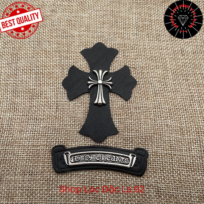 โลโก้ Chrome Heart หนัง pu พรีเมี่ยม พร้อมกากบาทชุบเงิน - Chrome Heart Store