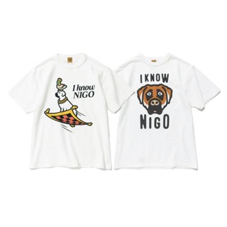 เสื้อยืด ผ้าฝ้าย พิมพ์ลายสุนัขฮัมแมน MADE X KAWS I KNOW NIGO DUCK สําหรับผู้ชาย และผู้หญิง