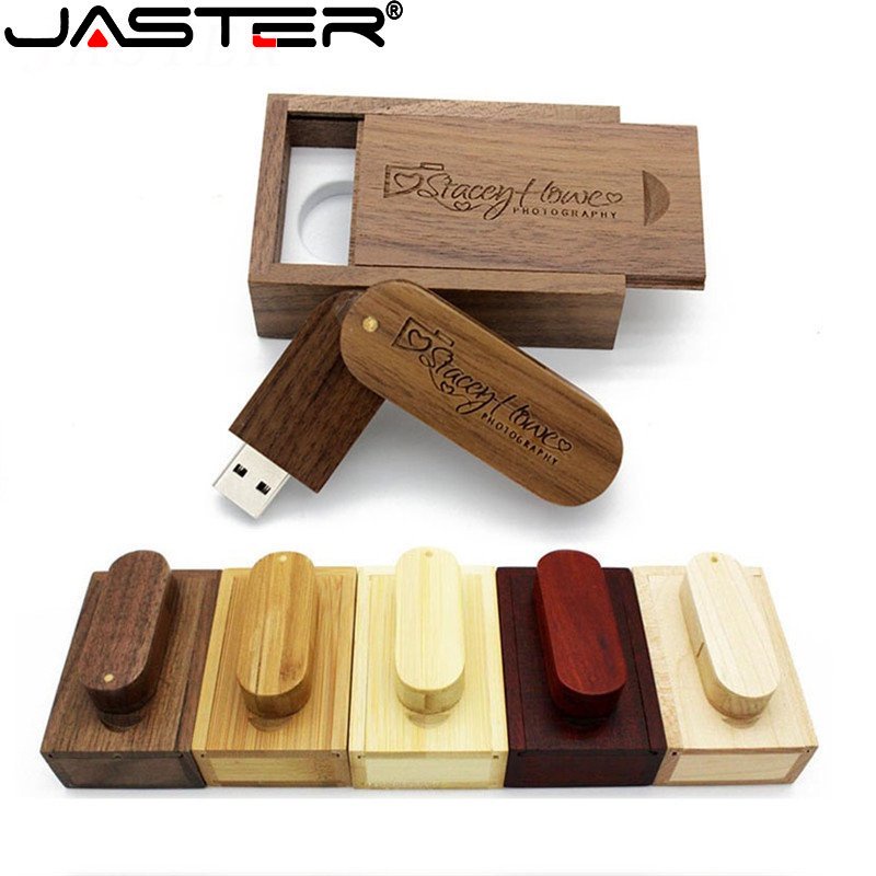 Cod! Jaster (โลโก้ลูกค้าฟรี 1 ชิ้น) แฟลชไดรฟ์ USB 2.0 64GB ไม้เมมโมรี่สติ๊ก 32GB พร้อมเคส U Disk 16GB 8GB 4GB