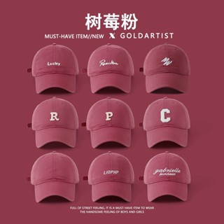 Goldartist หมวกเบสบอล พิมพ์ลายตัวอักษร raspberry สีชมพู สไตล์เกาหลี สําหรับผู้หญิง