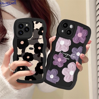 เคสโทรศัพท์มือถือ TPU ลายดอกไม้ สีดํา และสีชมพู สําหรับ Realme C55 10 4G C30 C31 C35 C21Y C25Y Realme C11 C20 C15 C25 C17 C12 C2 Realme 8i 7i 5 5i 6i 7 Pro Narzo 50A Prime