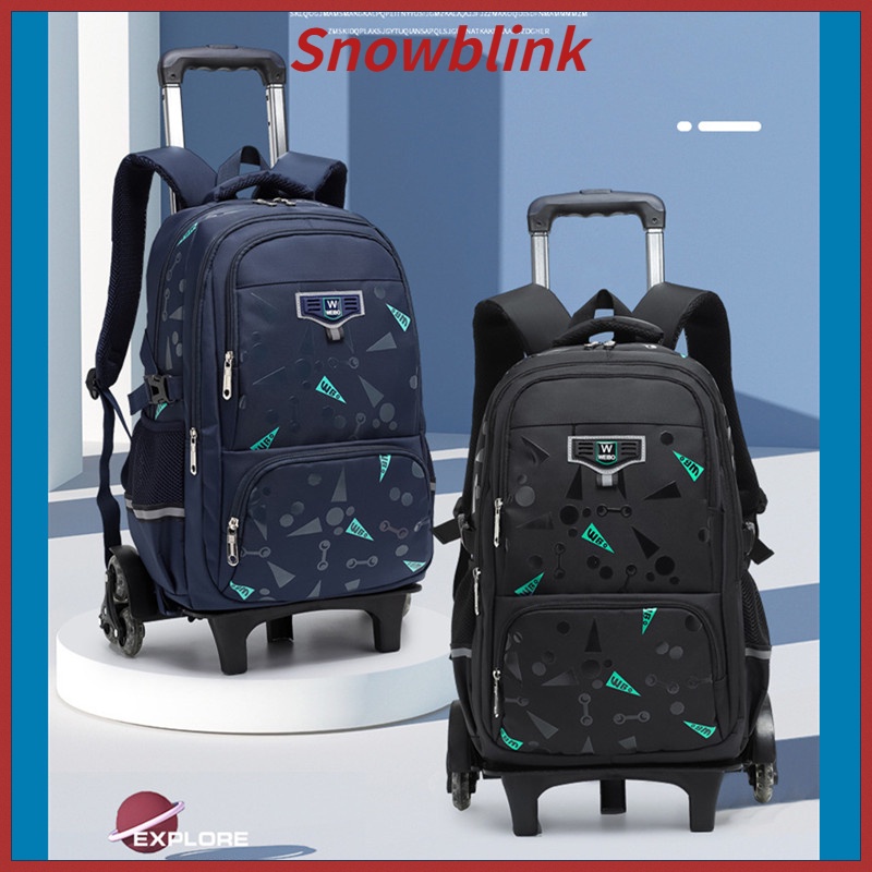 กระเป๋าเป้สะพายหลัง กระเป๋านักเรียนล้อลาก พร้อมล้อลาก 2 ล้อ 6 สําหรับเด็กผู้ชาย