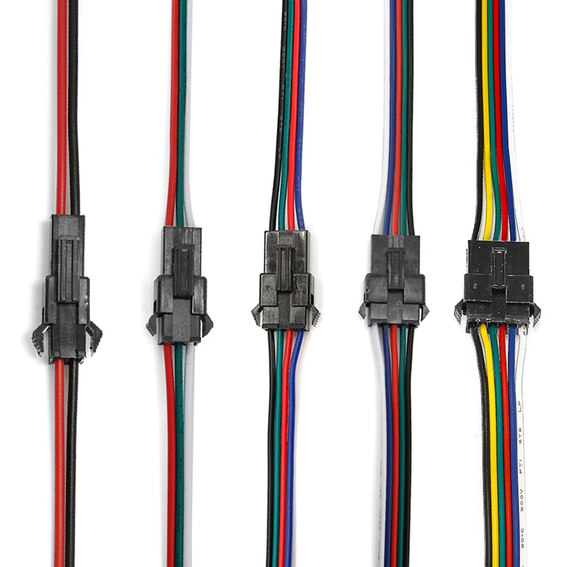 สายเคเบิลเชื่อมต่อ 2pin 3pin 4pin 5pin 6pin SM JST LED 22AWG 3 4 5 6 Pin สําหรับโมดูลไฟพิกเซล RGB WS