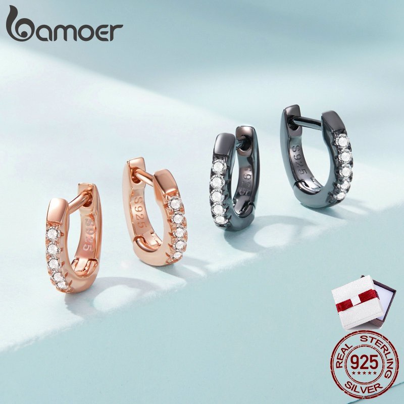 พร้อมส่ง Bamoer Hoop ต่างหูเงิน 925 หลากสี สําหรับผู้หญิง
