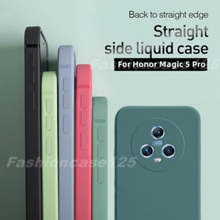 เคสโทรศัพท์ซิลิโคน TPU แบบนิ่ม ขอบตรง กันกระแทก สีพื้น สําหรับ Honor Magic 5 Pro Magic5 5G 2023