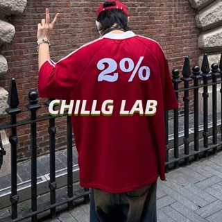 CHILLG LAB เสื้อกีฬา กางเกงขาสั้น ลําลอง ทรงหลวม สไตล์อเมริกันเรโทร เหมาะกับฤดูร้อน สําหรับผู้ชาย