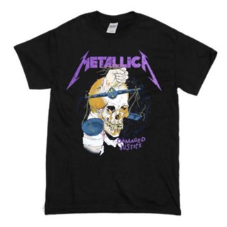 พร้อมส่ง ผ้าฝ้ายบริสุทธิ์ T-Shirt    KAOS BAJU BAND Metallica - Damaged Justice  kaos hitam pria metallica