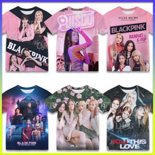 Blackpink เสื้อยืดคอกลม แขนสั้น พิมพ์ลาย 3 มิติ ระบายอากาศ สไตล์เกาหลี แฟชั่นฤดูร้อน สําหรับผู้หญิง