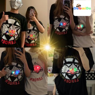 [พร้อมส่ง] เสื้อยืดแขนสั้น ผ้าฝ้ายแท้ พิมพ์ลายอุลตร้าแมน เรืองแสง สําหรับผู้ใหญ่ และเด็ก