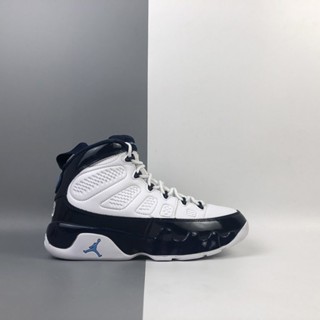 รองเท้าผ้าใบ Air Jordan 9 un สีขาว น้ําเงิน เที่ยงคืน