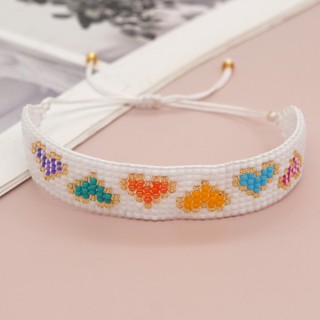 Nana สร้อยข้อมือ ประดับลูกปัด ลายหัวใจ พีช หลากสี สไตล์ชนเผ่า สีแดง