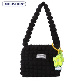 MOUSOON กระเป๋าสะพายข้างผู้หญิง Retro พับได้ Cloud Cotton Bag สไตล์เกาหลี กระเป๋าใต้วงแขนแบบใช้มือถือ