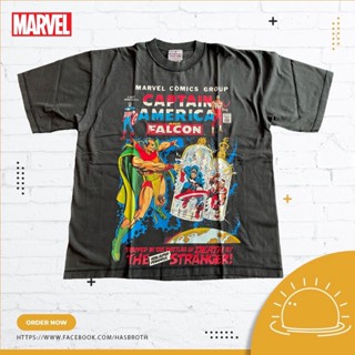 Marvel Comics T-Shirt HP-036 - Captain America and The Falcon size XXL (Black) Cotton 100% แขนสั้น