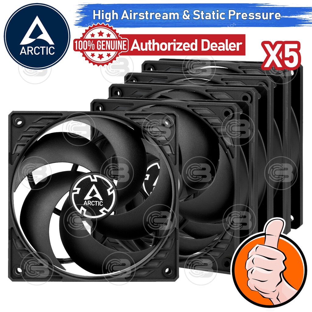 [CoolBlasterThai] ARCTIC PC Fan Case Model P12 PWM PST (size 120 mm.) X5 Value Pack BLACK ประกัน 6 ปี