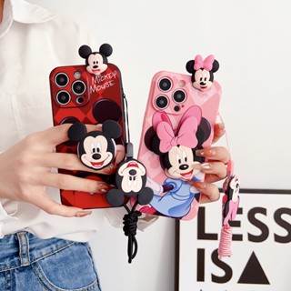 เคสโทรศัพท์มือถือ ซิลิโคนนิ่ม ลายการ์ตูนมิกกี้เมาส์น่ารัก พร้อมสายคล้อง สีชมพู สําหรับ Xiaomi Redmi 9 9A 9C 9T 7 7A 8 8A 10 10C 4X S2