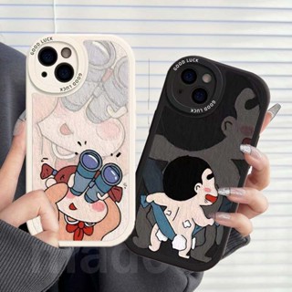 Cute เคส OPPO Reno 8T A38 A98 A78 A16 A74 A54 A95 A15 A15S A57 2022 4G A76 A96 A77 5G A93 A55 A16K A16E A16S A53 A33 A5 A9 2020 A52 A72 A92 A31 A1K A7 A77S A3S A83 A5S A12 A11K F9 F11 Cartoon Couple Phone Case Fine Hole Oval Airbag Shockproof Cover XPN 71