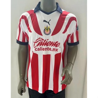 เสื้อกีฬาแขนสั้น ลายทีมชาติฟุตบอล Chivas Guadalajara สีแดง แฟชั่นฤดูร้อน สําหรับผู้ชาย 2023 2024