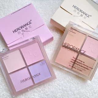 Herorange บลัชออนปัดแก้ม สี่สี สีม่วง สีฟ้า เนื้อแมตต์ ธรรมชาติ กันน้ํา น้ําผึ้ง พีช ชิมเมอร์ แต่งหน้า