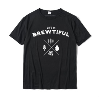 [พร้อมส่ง] เสื้อยืด ผ้าฝ้าย พิมพ์ลาย Life Is Brewtiful Beer สําหรับผู้ชาย &amp;amp; เสื้อยืดลําลอง ลายคริสต์มาส สไตล์ฮาราจูก