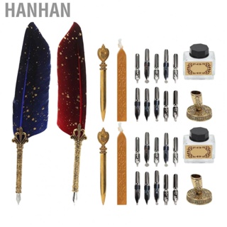 Hanhan Quill Pen Set  Vintage Style Multiple Replacement Nibs Feather Pen  for Home for Office for School