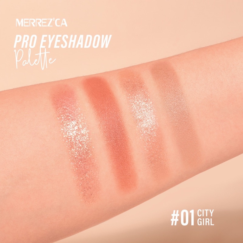 Merrezca Pro Eyeshadow Palette 0.7g เมอร์เรซก้า โปร อายแชโดว์ ครบจบในพาเลทเดียว เนื้อนุ่มเบาสบายไม่หนักตา