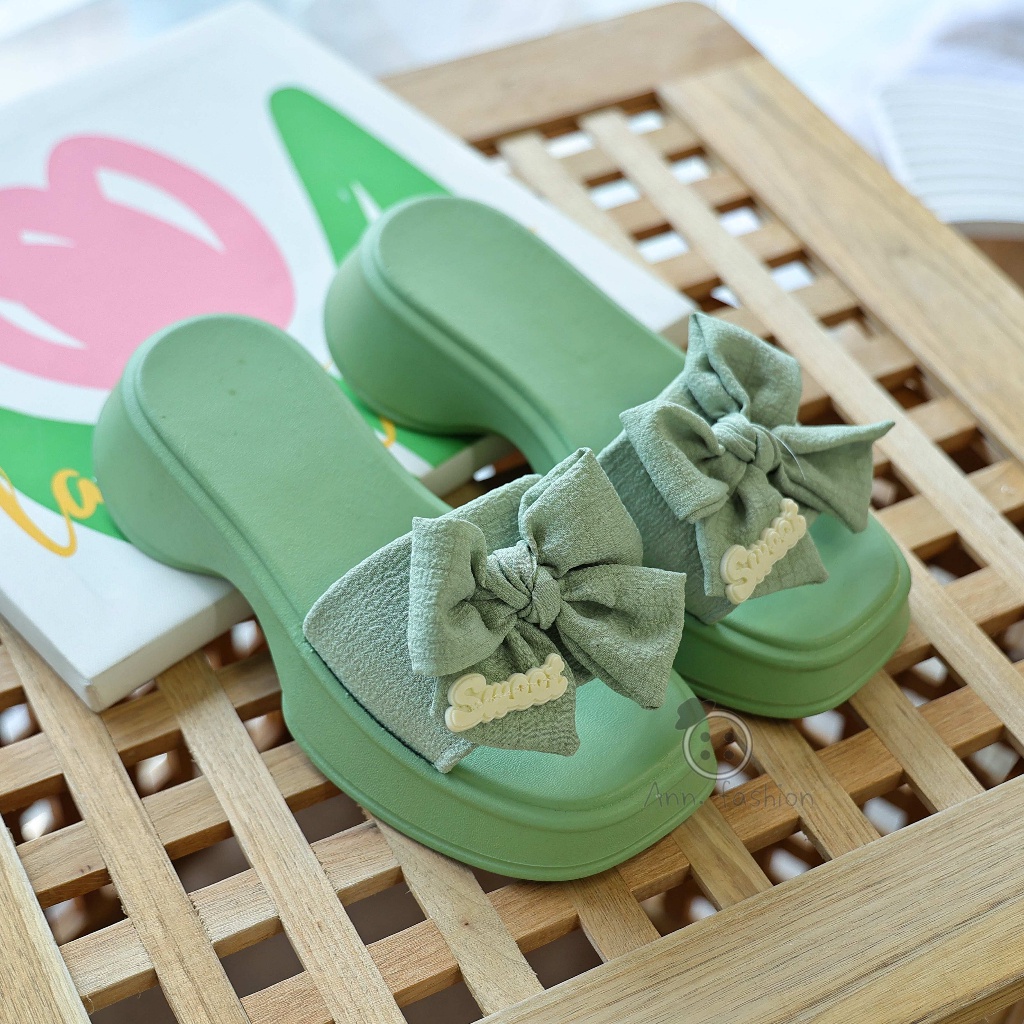 Ann.Fashion รองเท้าแตะผู้หญิงรุ่นเก็บหน้าเท้าให้ดูเรียวสวย สีพาสเทล พื้นหนา ใส่สบาย แบบสวม มีหลายสี #sy142
